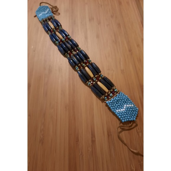 Handmade Traditional Tribal Style 5 Line Buffalo Bone Hairpipe Beads Choker - Picture 6 of 6